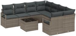 vidaXL Комплект дивани 9 бр. 8-Брой места Сив полиратан (3354988)