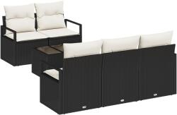 vidaXL Комплект дивани 6 бр. 5-Брой места Черен и кремав полиратан (3346257)