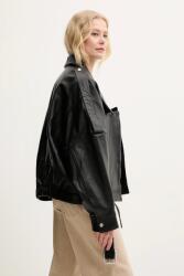 Pinko geaca ramones de piele culoarea negru, de tranzitie, oversize, 104877 A21L PPYA-KUD05E_99X (104877.A21L)