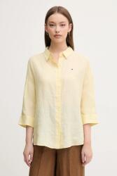 Tommy Hilfiger cămașă de in culoarea galben, cu guler clasic, relaxed, WW0WW46169 PPYA-KDD0GM_10X (WW0WW46169)