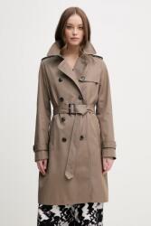 Tommy Hilfiger trenci femei, culoarea maro, de tranzitie, cu doua randuri de nasturi, WW0WW42133 9BYH-KPD009_98X (WW0WW42133)