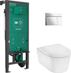 Hansgrohe EluPura S Teljes WC-szett falsík alatti öblítőrendszerrel, iFrame Element E öblítőlappal, EluPura WC-ülőkével 60303000 (60303000)