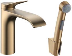 Hansgrohe Vivenis Egykaros mosdócsaptelep bidé kézizuhannyal és 160 cm-es zuhanytömlővel Szálcsiszolt Bronz 75210140 (75210140)