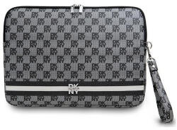 DKNY Sleeve Checkered Pattern Printed Stripes 14" Laptoptáska - Fekete