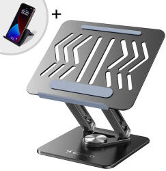 Wozinsky WRS-CPY84SB laptoptartó 360 fokos alumínium + Ajándék! okostelefon-tartó - fekete