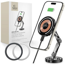 Tech-Protect MM15W-V8 mágneses autós tartó műszerfalra MagSafe 15W-tal - fekete