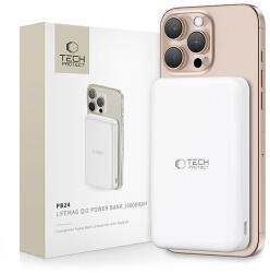 Tech-Protect PB24 LifeMag QI2 MagSafe 10000 mAh külső akkumulátor - fehér