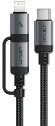 ACEFAST C20-01 USB-C - USB-C/ Lightning kábel 60W/30W 480Mb/s 3A 1.2m - fekete