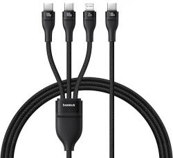 Baseus Flash Series 3 3 az 1-ben kábel 100W USB-C - USB-C+USB-C+ Lightning 1.5m + 3 x 0.25 m - fekete