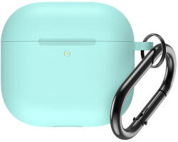 Hurtel Szilikon tok Airpods 4-hez karabinerrel - menta