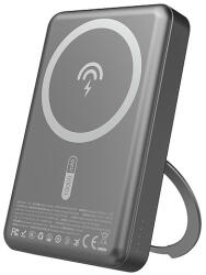 Dudao K28 10000mAh PD 22.5W MagSafe Powerbank fém tokkal és gyűrűs állvánnyal - szürke - dellaprint