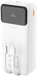 Dudao K15MAX 30000mAh PD 22.5W külső akkumulátor beépített kábelekkel - fehér
