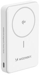 Wozinsky WLWP-10KA0Y3WS 22.5W PD Qi2 10000 mAh külső akkumulátor, állvánnyal, 1x USB-A, 1x USB-C - fehér