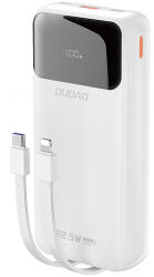 Dudao K15Pro Power Bank 20000mAh 22.5W PD USB-C / USB-A / Beépített Lightning és USB-C kábelek - Fehér