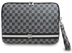 DKNY Sleeve Checkered Pattern Printed Stripes 16" Laptoptáska - Fekete
