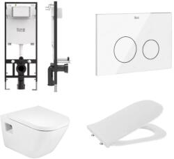 Roca The Gap Square fali Rimless WC szett nyomólappal és beépíthető tartállyal, fehér A893107500 (A893107500)