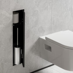 Hansgrohe XtraStoris Rock falba süllyesztett WC kefe és papír tartó, matt fekete 56060670 (56060670)