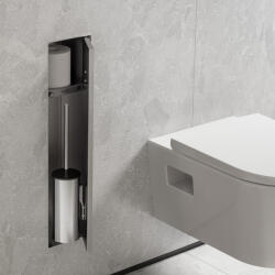 Hansgrohe XtraStoris Rock falba süllyesztett WC kefe és papír tartó, szálcsiszolt rozsdamentes acél 56060800 (56060800)