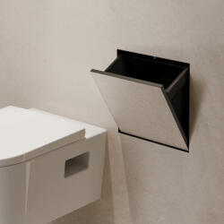 Hansgrohe XtraStoris Rock falba süllyesztett szemetes csempézhető ajtóval 39x39x14 cm, matt fekete 56090670 (56090670)