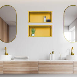 BALNEO WALL-BOX ONE falba süllyeszthető rozsdamentes acél polc kerettel 49x20 cm, arany B0101030310-2 (B0101030310-2)