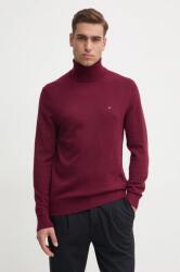 Tommy Hilfiger pulóver kasmír keverékből könnyű, bordó, garbónyakú - burgundia L