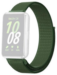 Samsung Galaxy Fit3 SM-R390, textíl pótszíj, nylon, tépőzáras, állítható, légáteresztő, sötétzöld