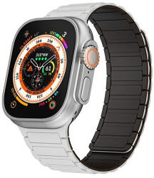 Apple Watch 4-6, SE, SE (2022) (42 / 44 mm) / Watch 7-9 (45 mm) / Watch 10 (46 mm) / Watch Ultra 1-2 (49 mm), szilikon pótszíj, mágneses zár, kétszínű, 3D minta, fehér/fekete