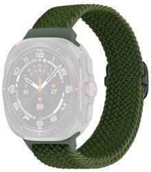 Samsung Galaxy Watch Ultra (47mm) SM-L705, textíl pótszíj, állítható, szőtt stílusú, sötétzöld