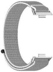 Huawei Watch Fit 3, textíl pótszíj, nylon, tépőzáras, állítható, légáteresztő, világosszürke