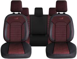 Panda Set Huse Scaune Auto Panda Belek, material textil cu piele ecologica, cu fermoare pentru bancheta rabatabila, visiniu cu negru, 11 piese Automobile ProTravel