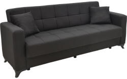 PAKOWORLD Canapea extensibila Modesto cu 3 locuri si lada de depozitare, Negru, 215x85x80 cm (328-000029) Canapea