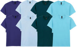 Gildan 8 db-os, 4 színes csomagban Gildan kereknyakú pamut póló, Cobalt, Light Blue, Midnight, Sky-M (GI5000vlb4-M-8)