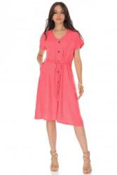 RohBoutique Rochie midi din amestec de in, cu buzunare Coral ROH DR4756