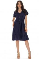 RohBoutique Rochie midi din amestec de in cu buzunare Albastru ROH DR4749