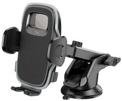 hoco. H15 autós tartó (műszerfalra, szélvédőre, tapadókorongos, 360°, állítható kar, 4.5-7" méret) FEKETE (H15)
