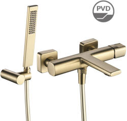 Laveo TORES falra szerelhető kádcsap zuhanyszettel, szatin arany (BVT_G11D)