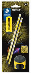 STAEDTLER Grafitceruza készlet, hegyezővel, radírral, HB, STAEDTLER "Norix® 181", sárga (181 SBK2-1)