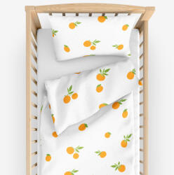 Goldea gyermek pamut ágyneműhuzat kiságyba - narancsok 90 x 140 és 50 x 70 cm