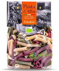 Pasta D'alba Paste Tricolore Penne din Grau Dur, Spanac si Sfecla Rosie Ecologice/Bio 250g