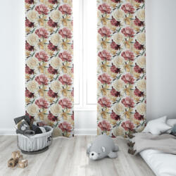 Mondo Italia Függöny a gyűrűk 140x250 cm bézs, nagy virágokkal