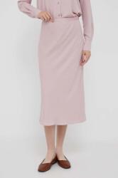 Calvin Klein szoknya rózsaszín, midi, harang alakú - rózsaszín 34