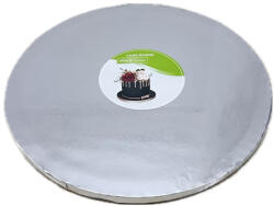Kör alakú Tortadob - Ezüst (28 cm) Virágmintával (T100025-1)