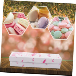  Flamingós fehér macaron doboz-10 darab (T090153)