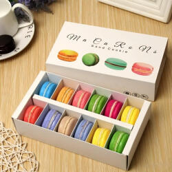  Macaron doboz fehér mintás 12 részes-10 darab (T090157)