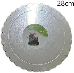 Tortakarton, torta alátét ezüst, 28cm, kör-5db (T100003-1)