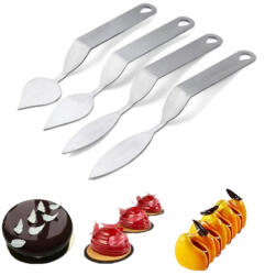  Fém csokoládé levéldísz készítő spatula-4 fajta - Négy együtt (T12005-1)