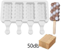 Jégkrém készítő szilikon forma, gyémánt minta 13x19cm+Fa pálcika 50db (T09232-1)