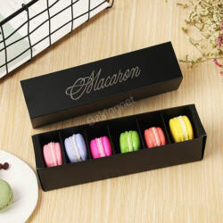 Macaron doboz fekete 6 részes-10 darab (T090154)