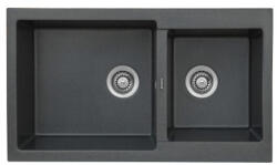 Kevmil Pyramid gránit két medencés mosogatótálca 850 x 500 mm - fekete