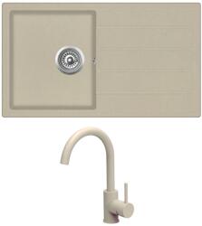 Evido Easy 45S csepptálcás gránit mosogató, 760 x 440 mm, bézs + EVIDO LANA csaptelep, bézs - 105980SET (105980SET)